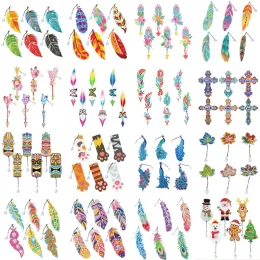 Dikiş 6pcs DIY elmas boyama Bookmark tüy kelebek şekilli rhinestone nakış sanatı mozaik kitap mark zanaat kitleri el yapımı hediye