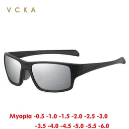 VCKA Классические поляризационные солнцезащитные очки для близорукости, мужские винтажные квадратные солнцезащитные очки по индивидуальному заказу по рецепту, мужские очки для вождения от -0,5 до -6,0 240228