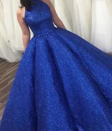 Nya ankomst Arabiska Mellanöstern Sparkling Royal Blue Evening Dresses Dubai Formella klänningar Juvel Neck Formell klädparti klänningar Prom DR6579516