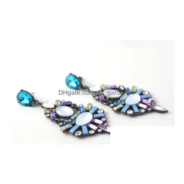 Charm Crystal Rhinestone Flower Shourouk örhänge idealway Fashion European Style Gun Black Alloy Drop Leverans Jewelry Earrin Dhgarden DH1WS