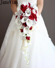 2020 Perle artificiali Bouquet da sposa in cristallo Avorio Cascata Matrimonio Fiore da sposa Spose rosse Spilla fatta a mano Bouquet De Mariage6287638