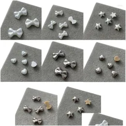 Decorações de arte de unhas 3 peças 3D Bowknot em forma de encantos de metal resina pérola strass manicure jóias para diy gota entrega saúde beau otbad