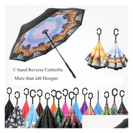 Gadget esterni 100 disegni nuovi ombrelli invertiti invertiti invertiti a doppio strato a doppio strato all'interno di sé