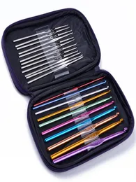 Praktisk 22 PCSet Multi Aluminium Needles Crochet Hooks Set Knitting Needle Tools with Case Garn Craft Kit ZA09213168056