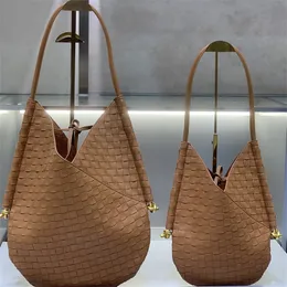 Botteg Venetas Intreciato Woven Handbag Fashionable Brass Decorated Lambskin One Shoulder Handbags Top Original Luxury Designer Shopping Bags Wallet