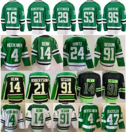 21 JASON ROBERTSON CUSTOM 남자 여성 청소년 청소년 달라스 '스타르'호키 유니폼 14 Jamie Benn 91 Tyler Seguin 53 Wyatt Johnston Joe Pavelski Miro Heiskanen Matt Duchene Jake