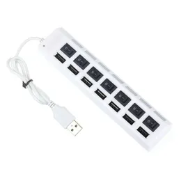 USB Hubs 7 Ports Hub LED High Speed ​​480 Mbps Adapter med Power On Off Switch för PC Laptop Computer Drop Delivery Computers Networkin OT7DJ