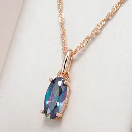 Pendant Necklaces Kienl Simple Colorful Natural Zircon Necklace Women Luxury 585 Rose Gold Color High Quality Daily Fine Jewelry