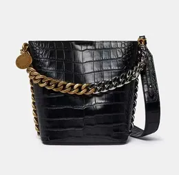 Stella McCartney Bag Frayme Croco eeffect 엠보싱 버킷 가방 어깨 가방 여성 금속 블랙 클래식 크로스 바디 토트 고급 디자이너 핸드백 지갑 02