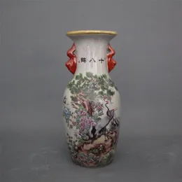 Jingdezhen antik keramik qianlong pastell vas 18 kran hem dekoration skåp antika skärmstycken vas keramisk festival dec215f