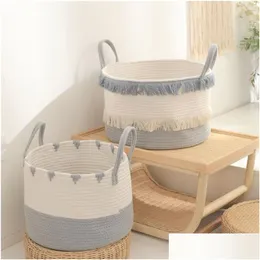 Baby Cribs Diaper Caddy Organizer Cotton Rope Nursery Storage Bin Portable Basket For Taken Table and Car 230915 Drop Delivery Kids OTM9F