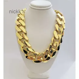 Guy Big Guy Real 10K Gold 24mm Width Monaco Hollow Marklling Miami Cuban Link Chain Cnob