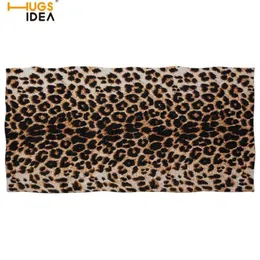 Hugsidea Luxury Leopard Print Bath Bath Beach Towel 3Dチーターファーデザインスパスポーツジムクイックドライシャワータオルバスルーム273U