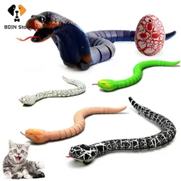 Infrared Remote Control Snake Toy For Cat with Egg Rattlesnake Interactive Snake Cat Teaser Play Toy Children Funny Novelty Gift 240229
