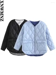 Women's Jackets XNWMNZ Women Thin Parkas Oversize Vintage Long Sleeve Coat Femme Chic Outwear 2024 Spring Autumn Jacket