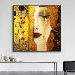 Gustav Klimt Canvas målningar gyllene tårar och kyss väggkonst tryckta bilder berömda klassisk konst hemdekoration224z