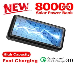 80000mAH Solar Güç Bankası Taşınabilir Harici Şarj Cihazı Hızlı Şarj 4 USB LED IPHEPLE İÇİN LED Harici Pil Savaşçısı Samsung Xiaomi6383075