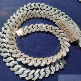 Anhänger Halsketten 2023 Standardqualität 16-20 mm 100 % handgefertigt VVS Moissanit Iced Out Cuban Link Chain Sterling Silber Halskette Drop Ote2G