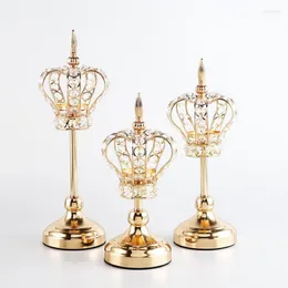 Candle Holders European Crown Crystal Candlestick Wedding Props Household Metal Ornaments Candelabra Holder Decor 275z