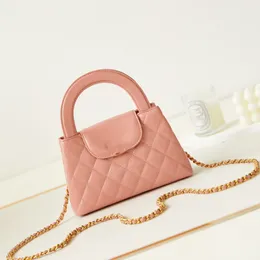 23K mini bolsa crossbody bolsa de grife bolsa de couro de alta qualidade bolsa de luxo 19 cm bolsa de corrente de treliça de diamante bolsa com zíper fivela bolsa rosa caixa de presente embalagem bolsa feminina