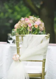 2015 New Arrvail 50 PCS IVORY TULLE CHAIR SASHES FOR WEDDING EVENT PARTY DECORATION CHAIR SASH WEDDING IDEAS8197490