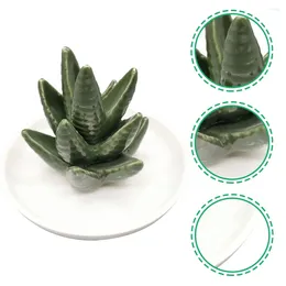 Jewelry Pouches Aloe Ring Holder Succulent Tower Ceramic Cactus Dish Plate Tray