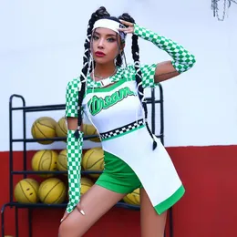 Bühnenkleidung Damen Tanzkostüm Grüner Anzug Hip Hop Straßenkleidung für Erwachsene Chinesischer Stil Pole Outfits DQS9452