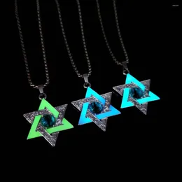 Ожерелья с подвесками, светящееся ожерелье Звезда Давида из нержавеющей стали, тантризм, гексаграмма, светящиеся в темной ночи, подарки для мужчин, женщин и девочек