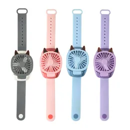 Cooling Mini Watch Fan Hally Handheld Creative Creatible Rotatable Detachable USB شحن المعصم الصيفي على المعجبين في الداخل في الهواء الطلق 4 ألوان