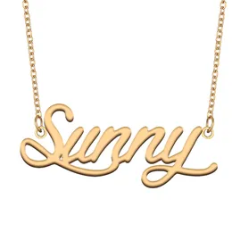 Sunny Name Necklace Custom Nameplate Pendant for Women Girls Birthday Gift Kids Best Friends Jewelry 18k Gold Plated Stainless Steel