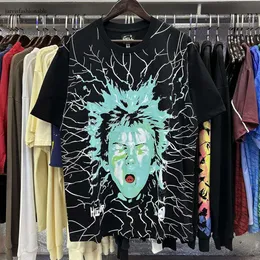 Meichao High Version Hell Star Full Body Line Funny Face Skull Print Casual Short Sleeved T-shirt for Men and Women