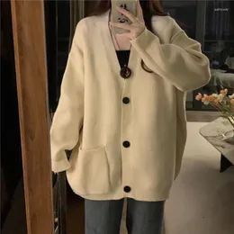 Frauen Strick Strickjacke Pullover Herbst Winter Koreanischen Stil Casual Oberbekleidung Top Damen Sanfte V-ausschnitt Strickwaren Mantel