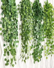 50pcs أوراق الشجر الاصطناعية Ivy Garland Leaves Green Green Plant معلقة لحفل الزفاف حديقة الجدار ديكور المنزل 5342588