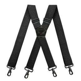 Mens Heavy Duty Work Suspenders 38cm Wide X-Shape with 4 Swivel Snap Hooks Adjustable Elastic Biker Snowboard Trouser Braces310R