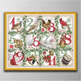 Natal 12º Handmade Cross Stitch Craft Tools Borderyer Behwlewwork Sets Counted Print on Canvas DMC 14CT 11CT2572