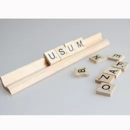 Holz-Scrabble-Fliesen, Buchstabenständer, Regeln, 19 cm Länge, keine Buchstaben, Holzständer, 20 Stück293C