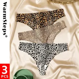 سراويل داخلية للسيدات WarmSteps 3pcs/Kit Leopard Women Women Intelder Brazilian Sexy Thongs Tanga Interpants 3 قطع ملخصات