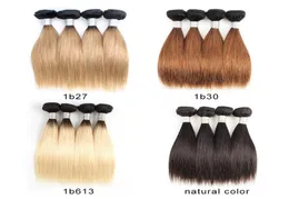 Perulu ucuz ombre sarışın insan saç örgüsü paketleri 50GBUNDLE 1012 inç 4 Bundlesset doğal düz saç remy saç uzatma8680589