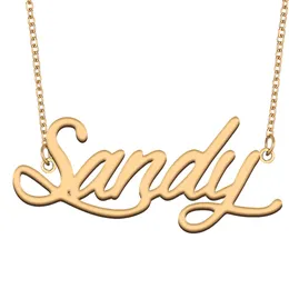 Sandy Custom Name Necklace Personalized Pendant for Men Boys Birthday Gift Best Friends Jewelry 18k Gold Plated Stainless Steel