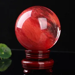 48--55 mm赤色のクリスタルボール製錬石クリスタル球治癒クラフトホームドキュレーションアートギフト274W