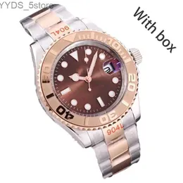 Armbandsur ES Quality Luxury Yacht Automatic Machinery 41mm Rollj Wris Leather rostfritt safir med Business Montre 240311