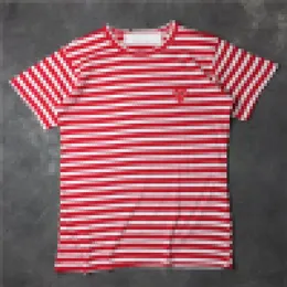 新しいデザイナーTシャツCDGコットン通気性女性TシャツCOMMES DES EMBROIDERY HEART STRIPED TAK