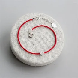 Charm Armband 925 Sterling Silver Armband Plum Flower Par Women Red Line Thread String rep smycken Redline For303s