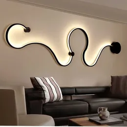 Vägglampa modern kreativ akrylkurva ljus nordisk led snake sconce för hem el dekors belysning fixtur234s