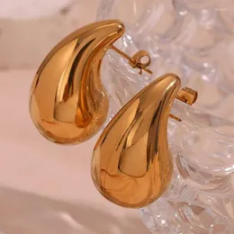 Dangle Earrings 2024 Trend Stainless Steel Teardrop Chubby Drop PVD Stylish Earring Gold Color Waterproof Chic Jewelry Party Gift