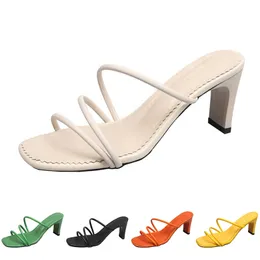 High Fashion Women Slippers Heels Sandals Shoes Triple White Black Red Yellow Green Brown Colo 34