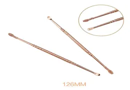 Nytt dubbelhuvud Rose Gold Dab Dabber Color 126mm 120mm Spiral Earpick Cleaning Tools Wax Dabber Tools for Reting Vape Herbal Eci8695318