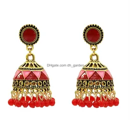 Charme Retro Bollywood-Stil traditionelle indische Ohrringe Schmuck mit kleinen Perlen Jhu Jhumka für Frauen Party Geschenk Drop liefern Dhgarden Dhv45