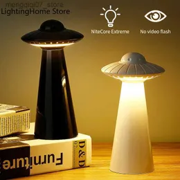 Lampenschirme UFO-Design USB wiederaufladbare LED-Schreibtischlampe Dimmbar Lesen Flimmerfreies Tischlicht Schlafzimmer Nachtlicht Nachttisch Arbeitszimmer Dekor L240311
