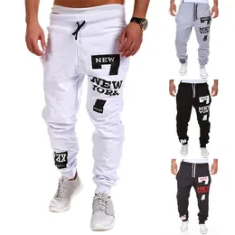 Calças masculinas moletom ativo carta impressão joggers calças cordão elástico cintura fitness ginásio esportes outono inverno